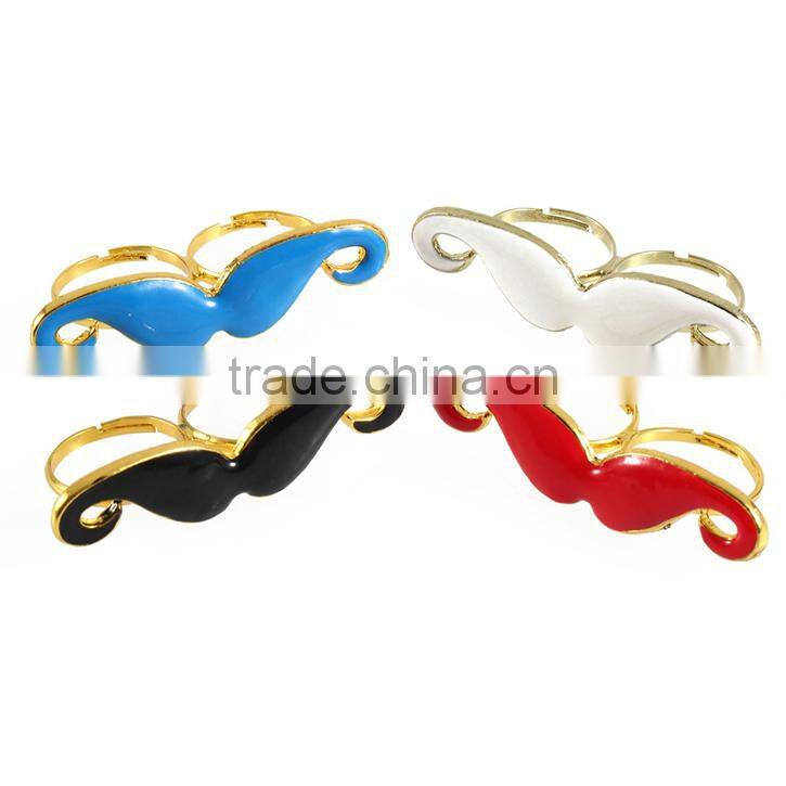 Curled Moustache Shape Adjustable Two-Fingers Double Finger Ring Boys Rings Fashion