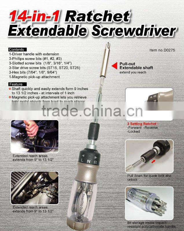 14-in-1 Ratchet Extendable Screwdriver