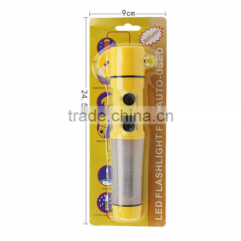 4 in1 LED Flashlight Torch Belt Cutter Safety Car Auto Emergency Escape Hammer