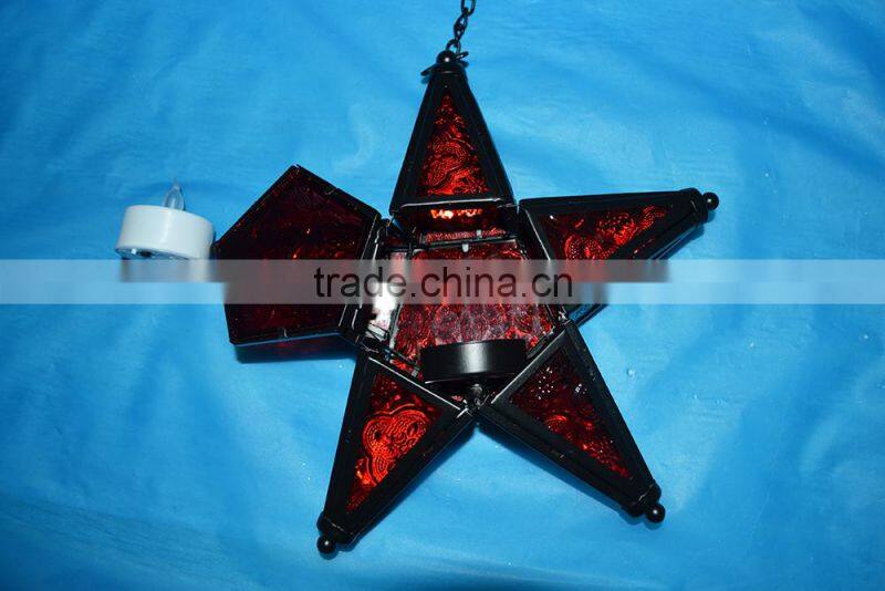 Star Glass Tea Light Candle Holder Rustick Hanging Lighting Lantern Wedding Birthday Party Decoration