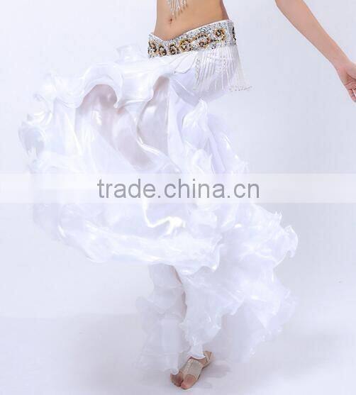 Egyptian style belly dance skirt with ruffle side slit