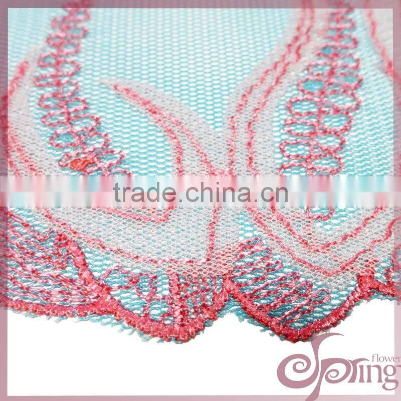 Embroidery design applique mesh fabric, polyester fabric lace trimming for bra,dress