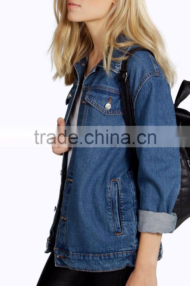 oversized plain boyfriend denim jacket women stylish