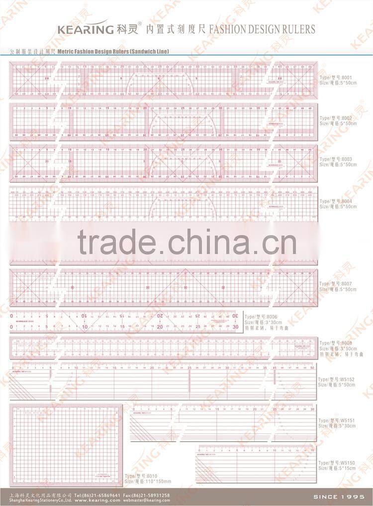 Kearing 5*15*0.12cm rectangle patchwork Grading rulers for sewing 1.2mm thickness Plastic Rulers# W5150