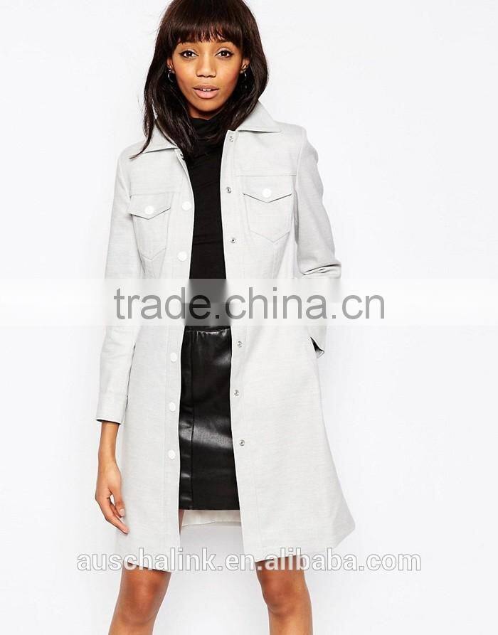 best selling women tied waist belt slim fit winter coat low price