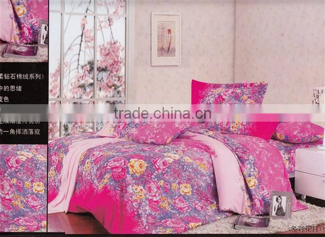 kingsize digital printing diamond velvet hotel home bedding set