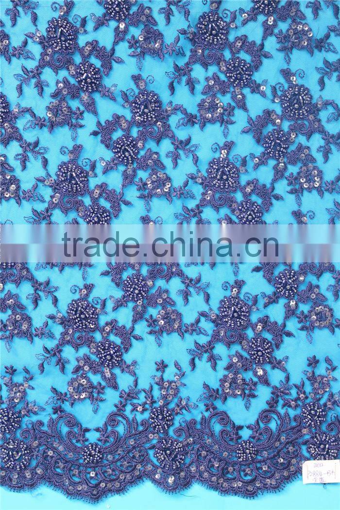 embroidery tulle design royal blue african voile lace fabric