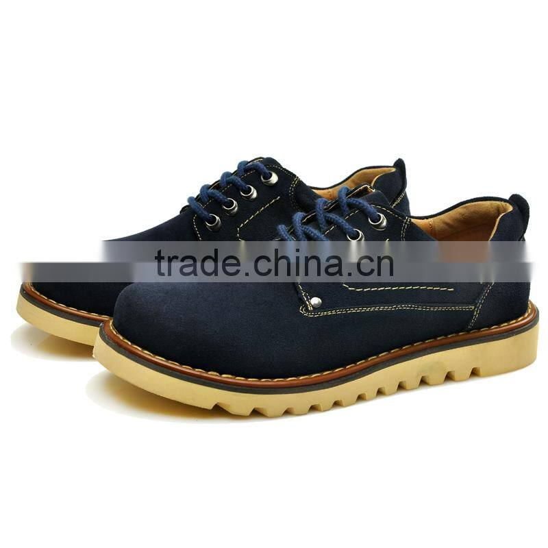 Black swede leather casual shoes fashion sample for men, adults work boots shoes with leather upper and rubber sole