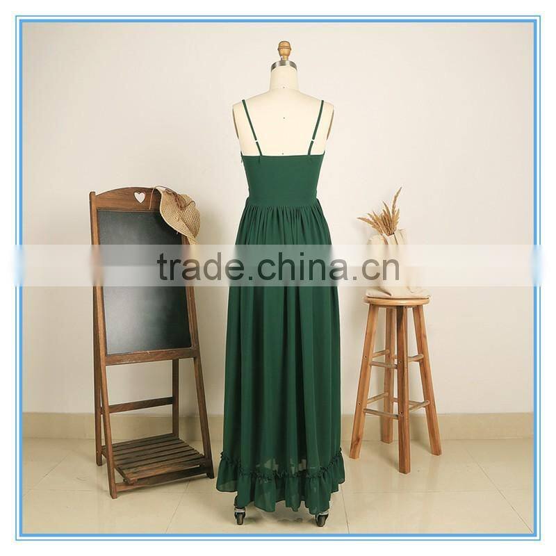 Women Chiffon New Style Empire Waist Green Maxi Dress Long One Piece Dresses