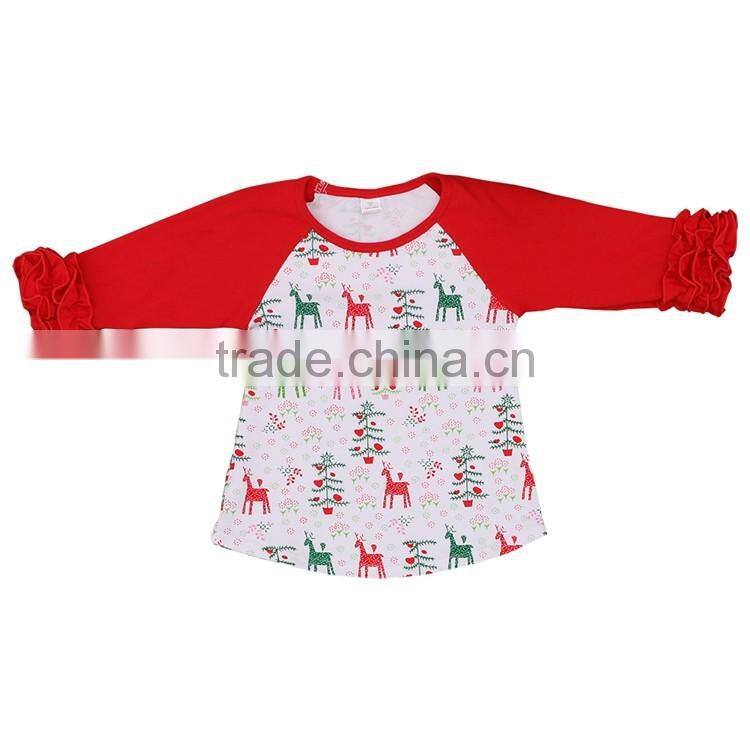 Wholesale children wear Icing Ruffle Raglan Shirt Baseball Shirt Long sleeve children's boutique clothing