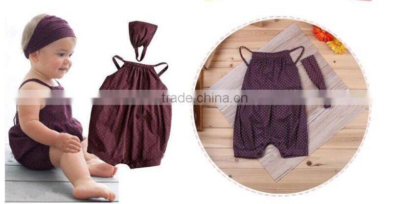 2017 Baby Girl Brown1 Year Old Clothes Rompers with Headband