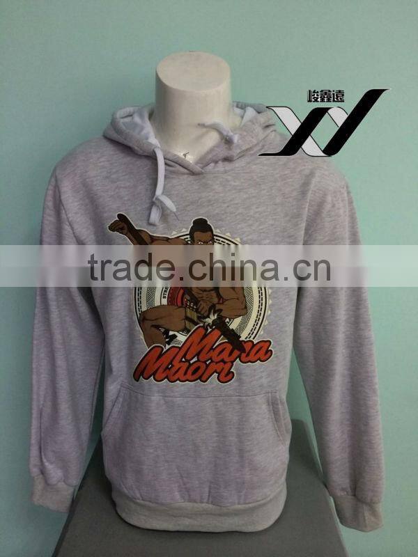 China alibaba wholesale clothing for mens cotton fleece hooded sweatshirt with heat transfer print