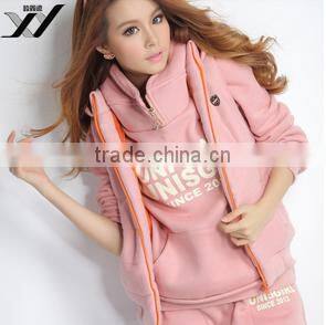OEM Wholesale Fashion Womens 3PCS Suit Autumn Winter Casual Sports Hoodies Top + Vest + Pants