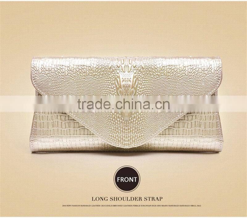 Women Clutch Bags Vintage Leather Crocodile Pattern Envelope Shoulder Ladies Small Messenger Bag
