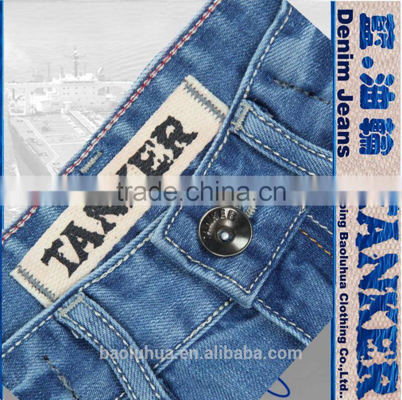 T1112K Comfortable boys stretchable waistband kid Children snow wash light indigo jeans