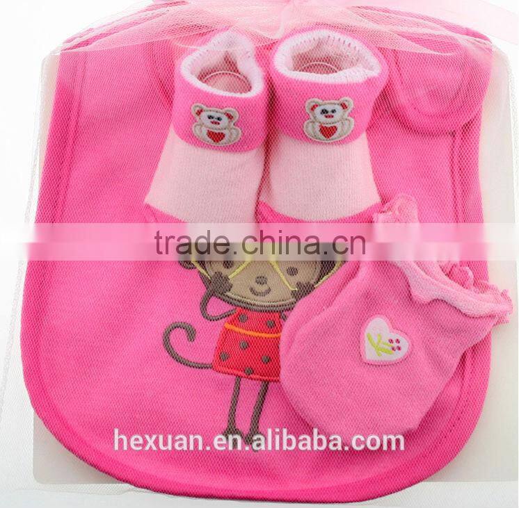 OEM or Stocked ,5PCS/SET Baby Bibs set,100%cotton bib set ,Mesh bag baby Baby bibs set,