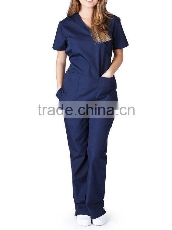 V neck two pockets high quality scrub sets Top & Pants staff uniform