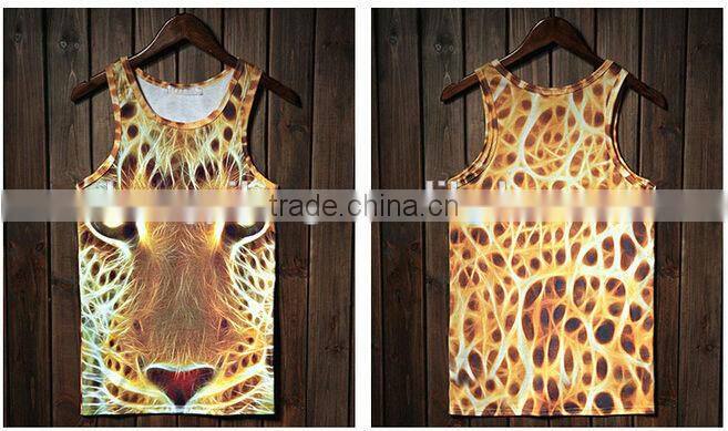 custom hot sale popular men's singlet with dog ,tiger printing