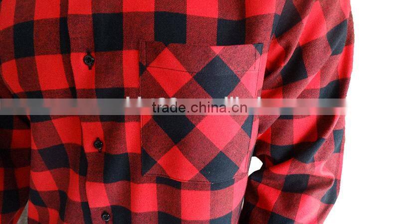 2017 latest fashion big check flannel shirt for men