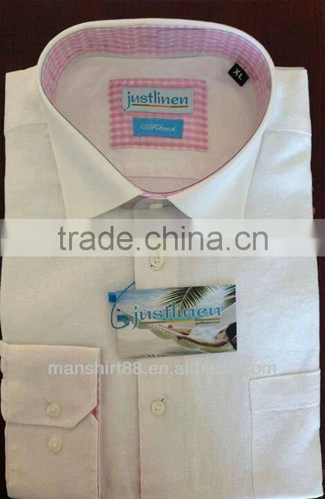 latest fashion hot sale custom contrast color linen hemp shirt