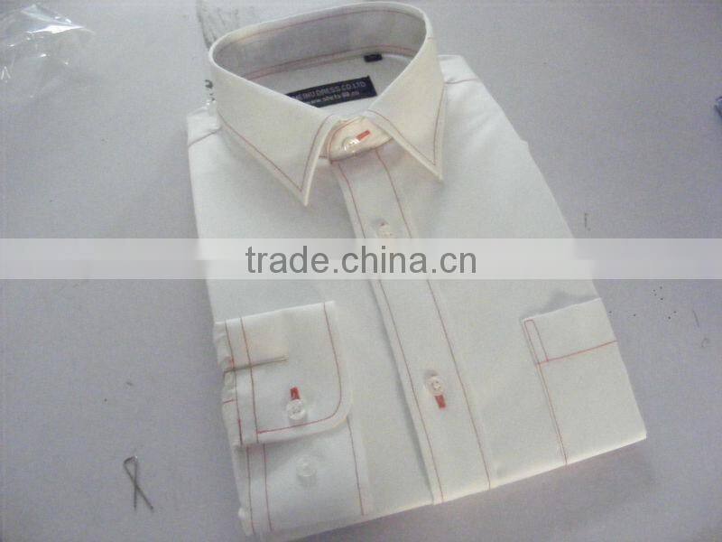 new men's white oxford shirt with red stitches
