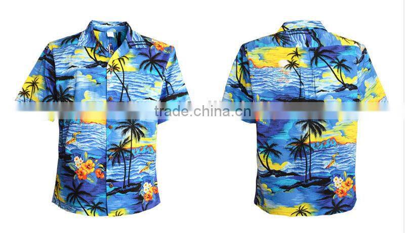 Wholesale 100% cotton couple hawaiian short sleeve shirts manufacturer
