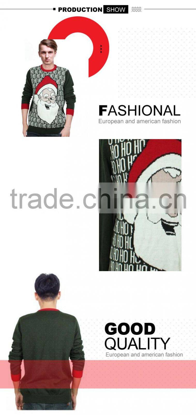 wholesaler private label christmas pullover sample plain men's jacquard sweater for sale