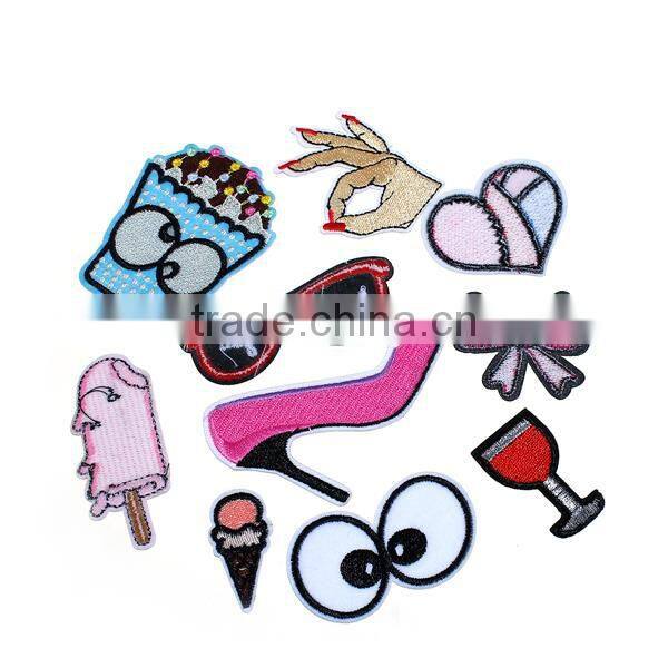 Wholesale At Random Eye Food Embroidery Patch Iron Fabric Iron On Patches