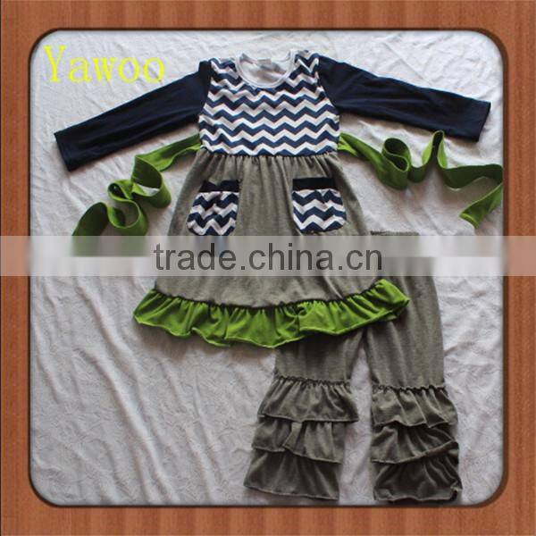 2015 baby clothes turkey 3pcs skirt wholesale kids clothing winter tee w pants bib wholesale children's boutique clothing sets