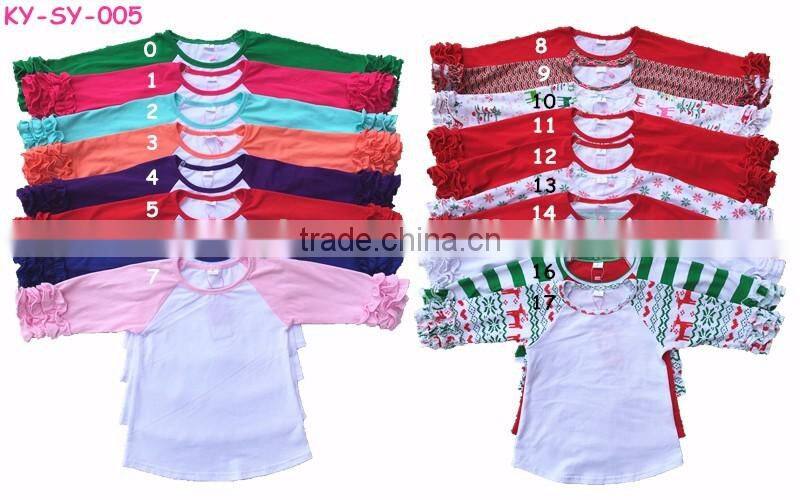 Mommyhome Christmas clothing tops baby girls icing raglan shirts M6090302