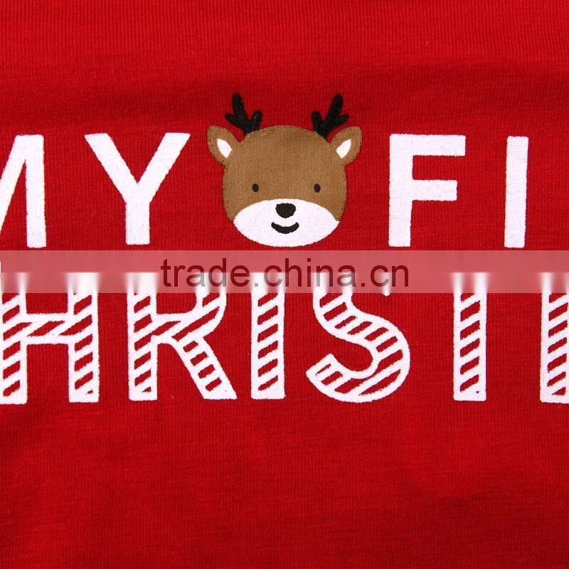 Children's christmas red rompers and deer harem pants clothes sets boutique outfit