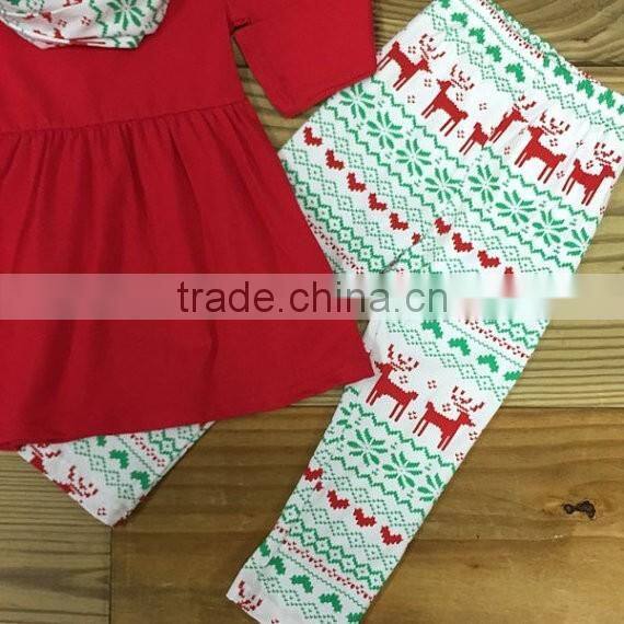 Christmas Reindeer Baby Girls Red Clothes Long Sleeve Cotton reindeer icing Pants Outfits boutique suit designs photo