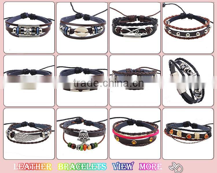 XP-LB-2141 best price nail rivet skull leather bracelet