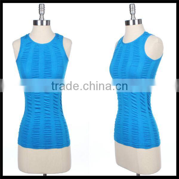 Women's Seamless Sleeveless Ruched Tank Top Stretch Spandex Regular Back brown color