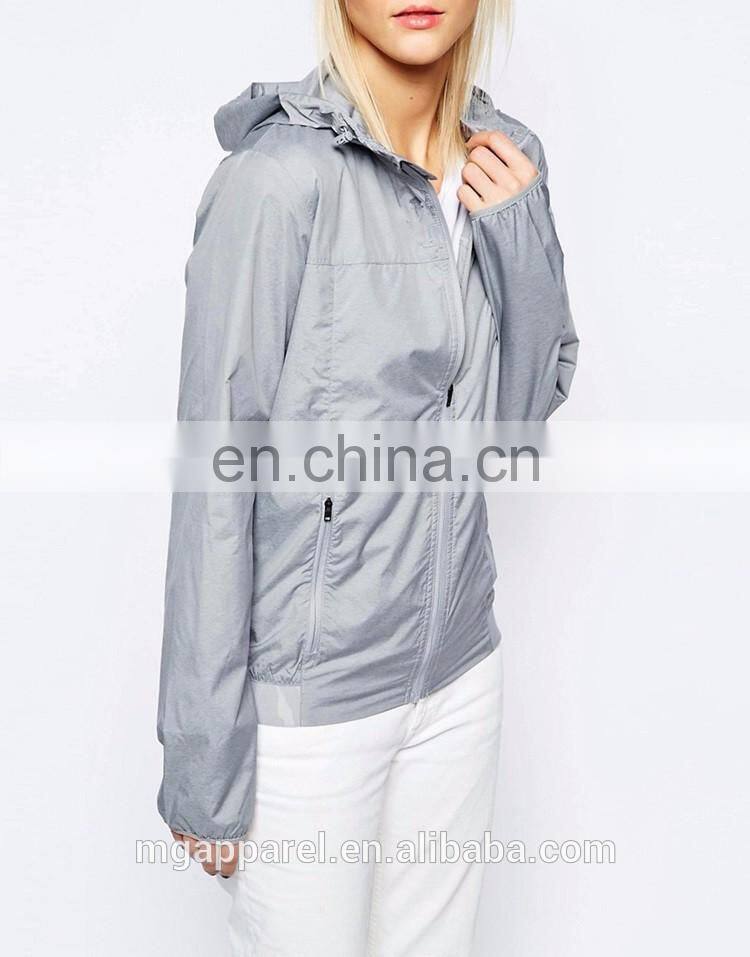 Wholesale fashion cheap plain windbreaker jacket for women 2016