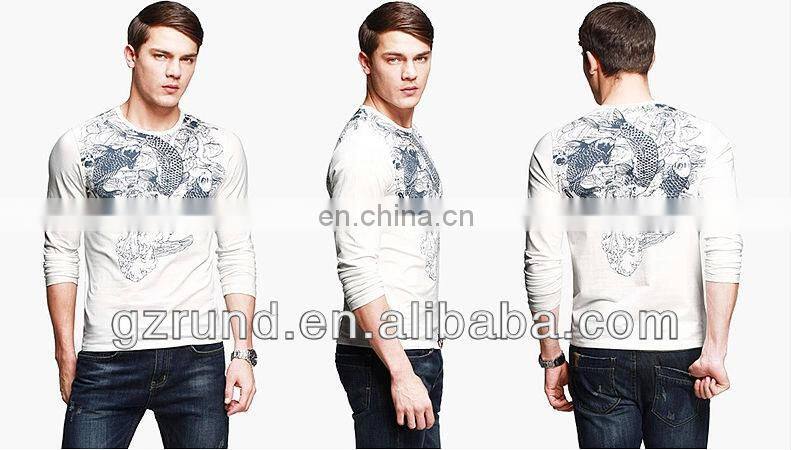 Men's long-sleeved T-shirt male animal print tattoo t-shirt men's spring fashion personality latest mens t-shirt cotton spandex