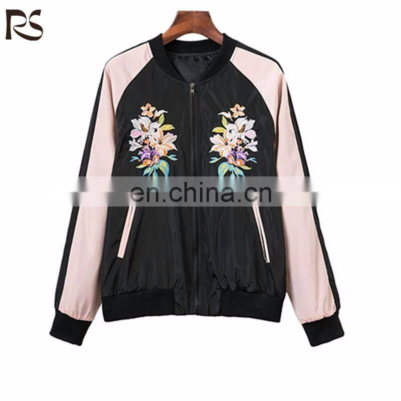 Latest women fashion embroidered short baseball bomber jacket