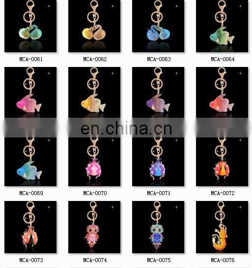 Fashion Crystal rhinestone beads mini toad keychain MCA-0312