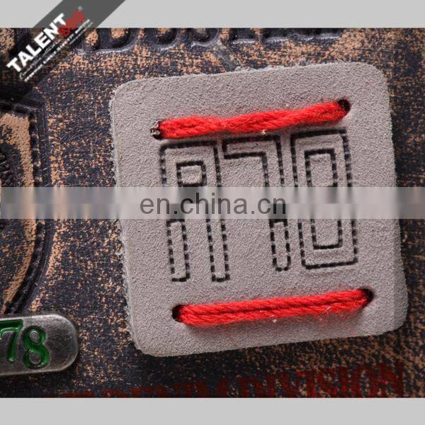 custom private brand name logo Metal and leather label for bag