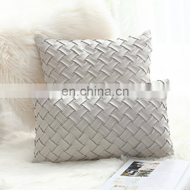 Woven Velvet Throw Cushion Case Pillow Cover with Invisible Zipper