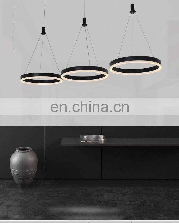 Restaurant chandelier three head simple modern restaurant lamp creative art LED strip dining room lamp black table lamp