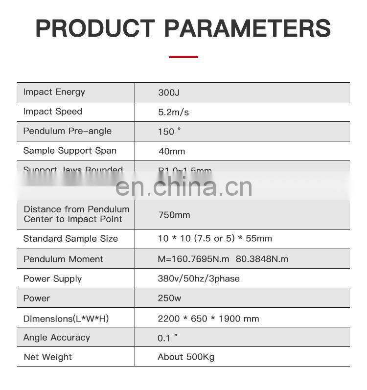 Wholesales Pendulum Impact Testing Machine from Trustable Factory with 300J