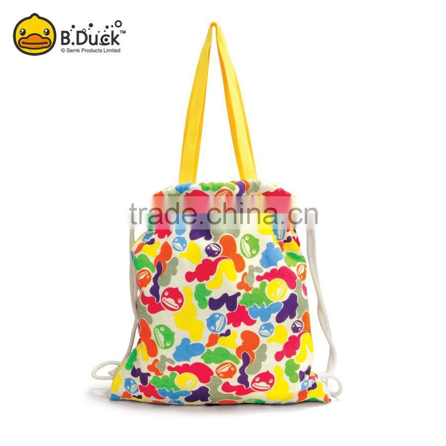 Fashion cute B.Duck polyester reversible custom pull string bag