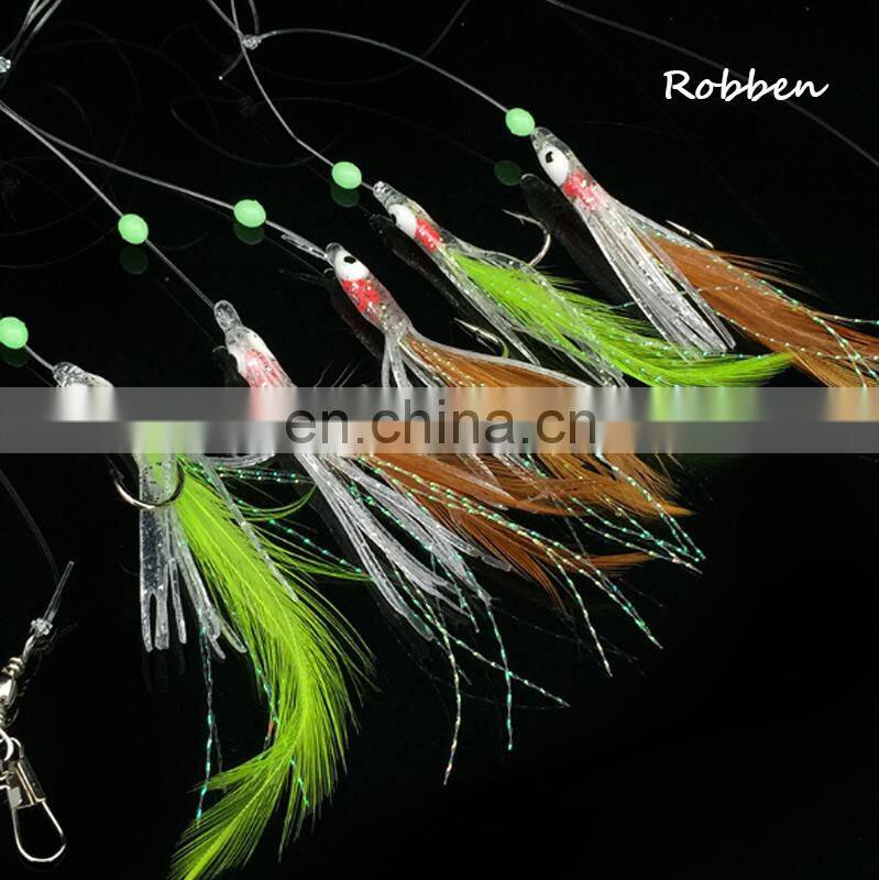 Amaozn Size 1/0 Sea Fishing Flasher Bait With Barrel Swivel For Herring Chicken Feathers Soft Squid Sabiki Rigs