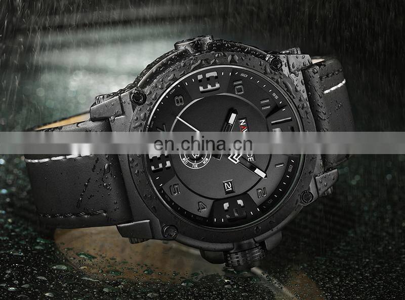 NAVIFORCE 9099 Luxury Men Military Sports Quartz Watches 30M Waterproof Leather Band Wristwatch 3D Dial Creative Calendar Clock