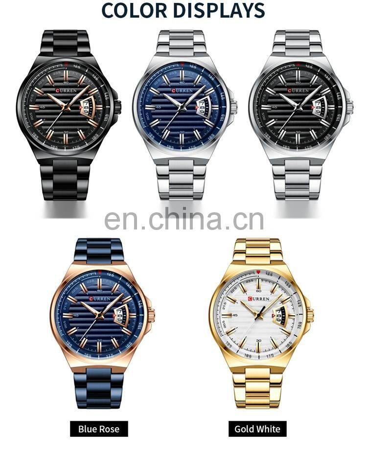 CURREN 8375 Fashion Business Men Watches Stainless Steel Strap Analog Quartz Japanese Watch