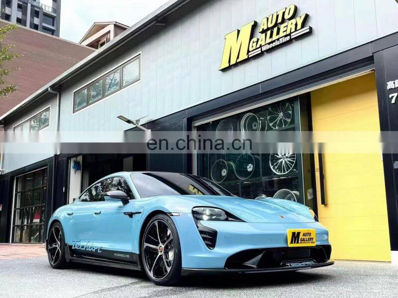Runde Carbon Fiber Material For Porsche Taycan Techart Style Body Kit Front Lip Rear Lip Side Skirt Spoiler Side Mirror Shell