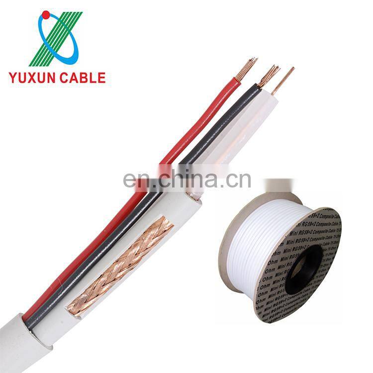 Reasonable Price 75 Ohm Mini Coax Coaxial RG59+2 Composite Cable