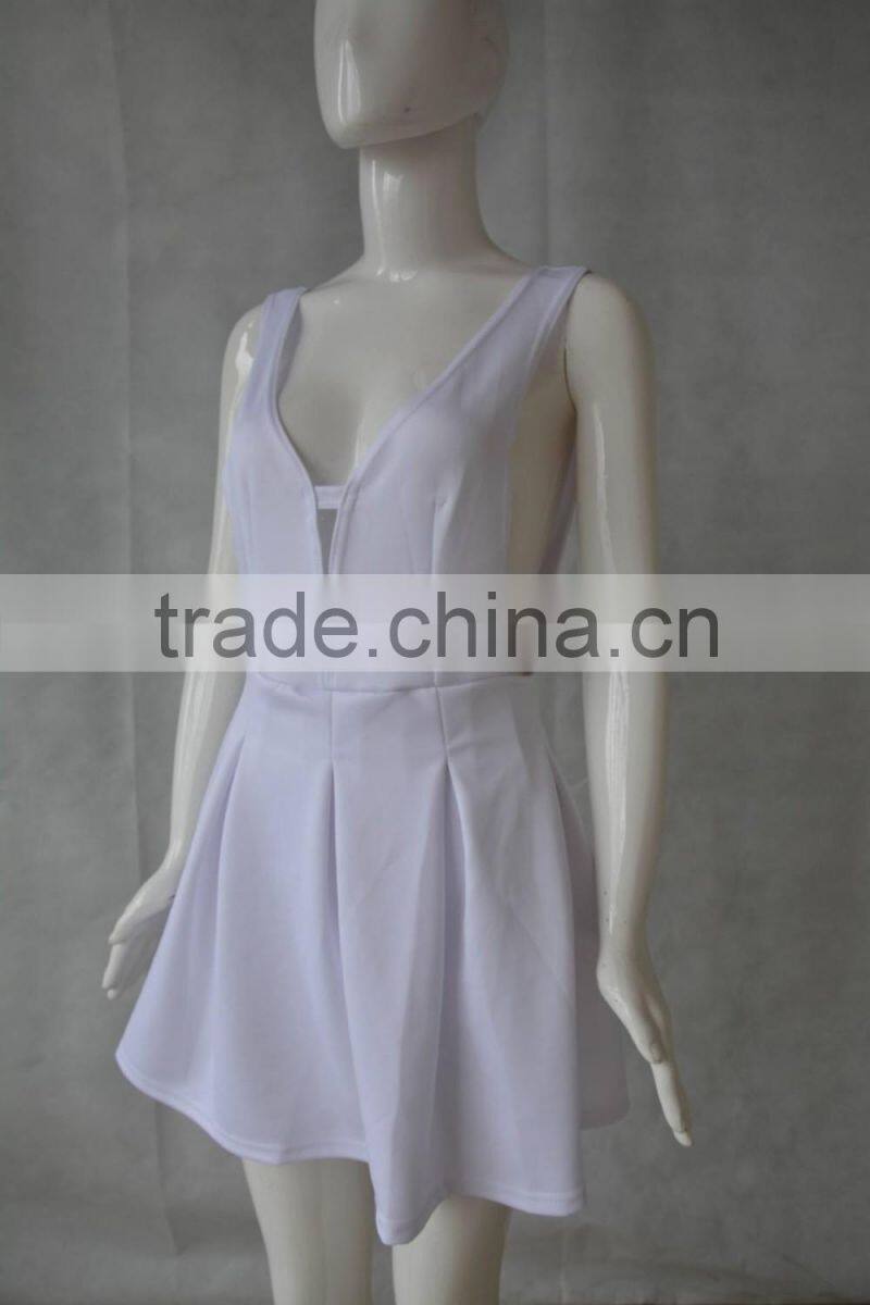 V collar sexy sleeveless dress miniskirt nightclub dress