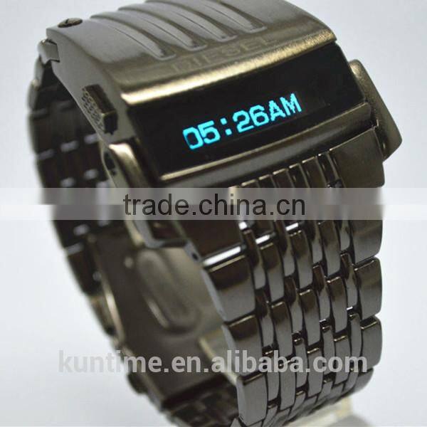 2014 machine cat head stainless steel back men watch digital LCD watch